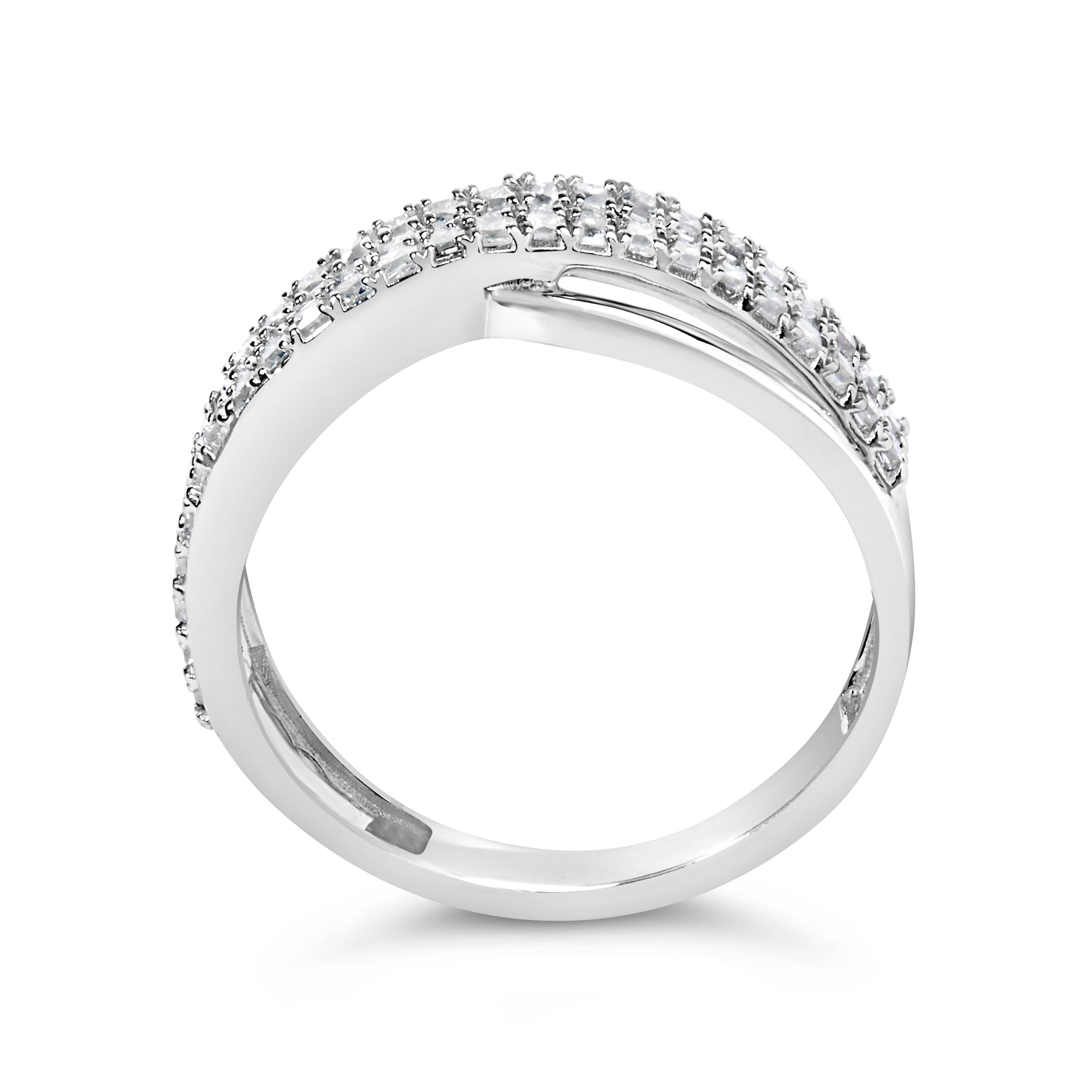 10K White Gold 1/2 Cttw Princess Diamond Split Shank Band Ring  DestGlow