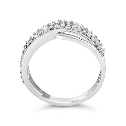 10K White Gold 1/2 Cttw Princess Diamond Split Shank Band Ring  DestGlow