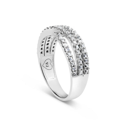 10K White Gold 3/4 Cttw Princess Natural Diamond Split Shank and Weave Band Ring (H-I Color, SI1-SI2 Clarity) - Ring Size 7 by Bids.com