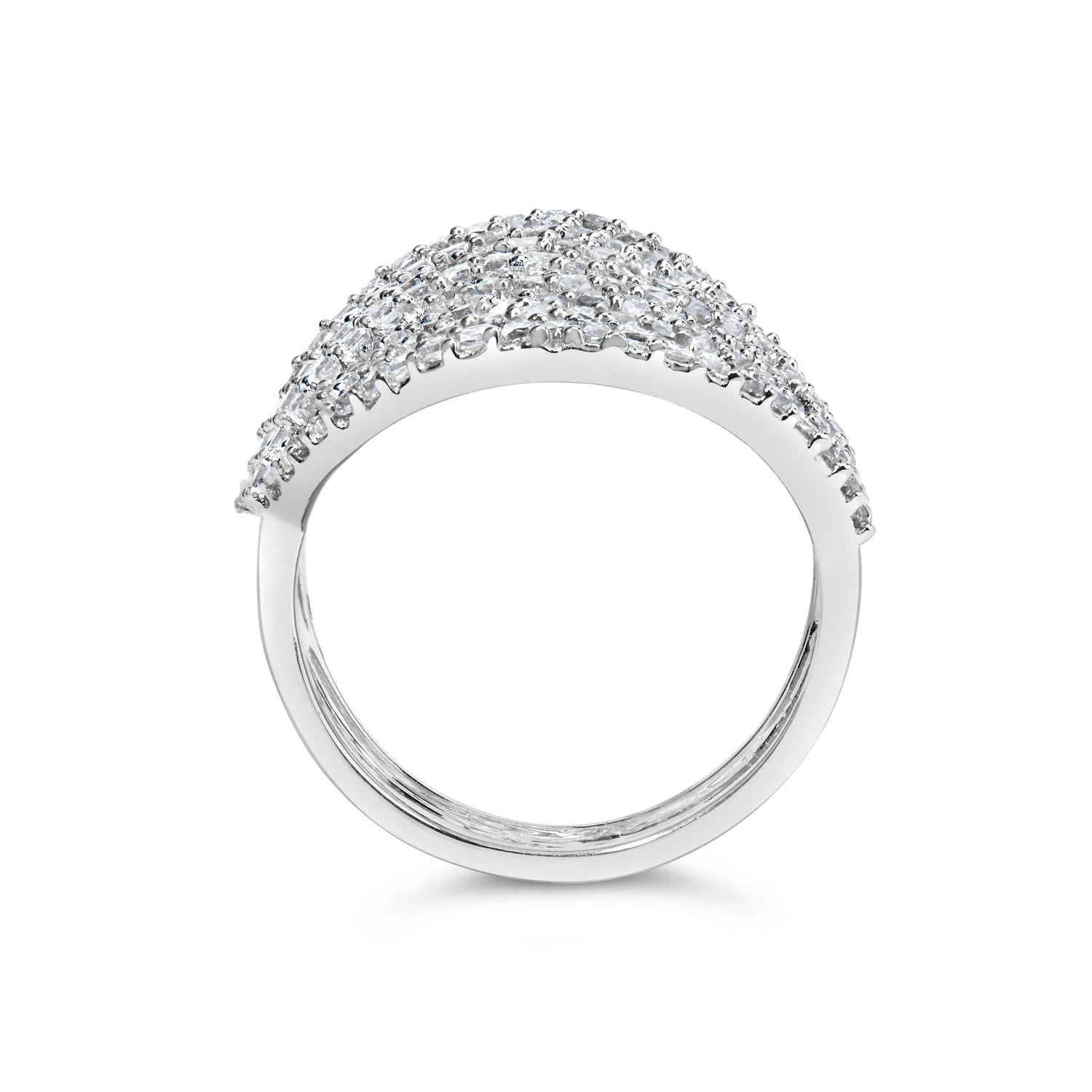 10K White Gold 1 1/2 Cttw Princess Diamond Swirl Design Cocktail Ring  DestGlow