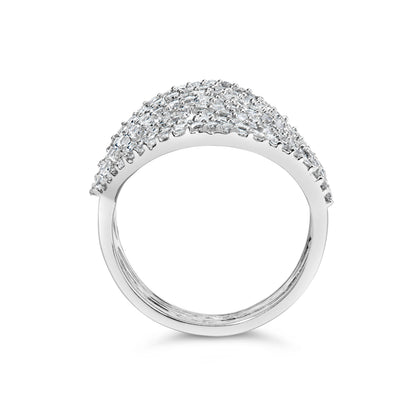 10K White Gold 1 1/2 Cttw Princess Diamond Swirl Design Cocktail Ring  DestGlow
