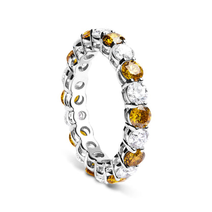 14K White Gold 3.00 Cttw Alternating White and Yellow Lab-Grown Diamond Eternity Band Ring (F-G Color, VS1-VS2 Clarity) - Size 6.5  DestGlow