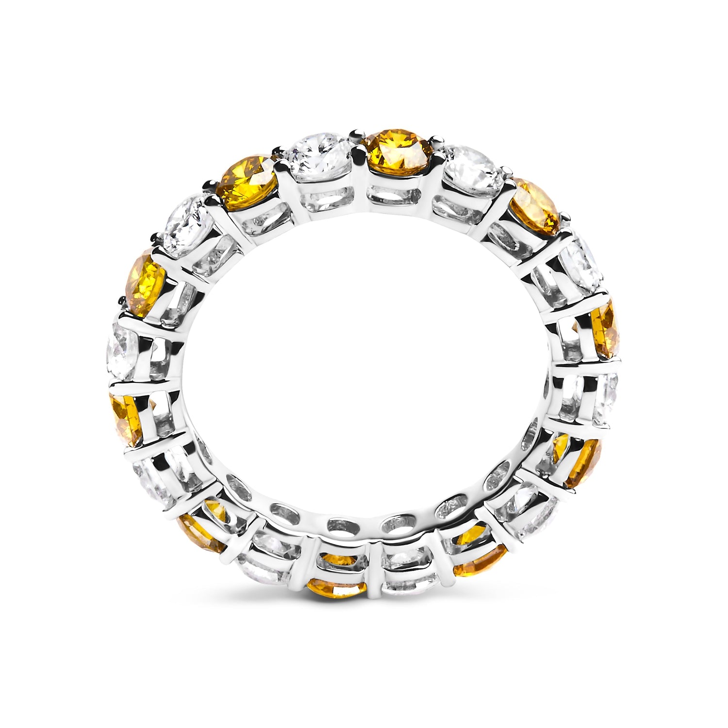 14K White Gold 3.00 Cttw Alternating White and Yellow Lab-Grown Diamond Eternity Band Ring (F-G Color, VS1-VS2 Clarity) - Size 6.5  DestGlow