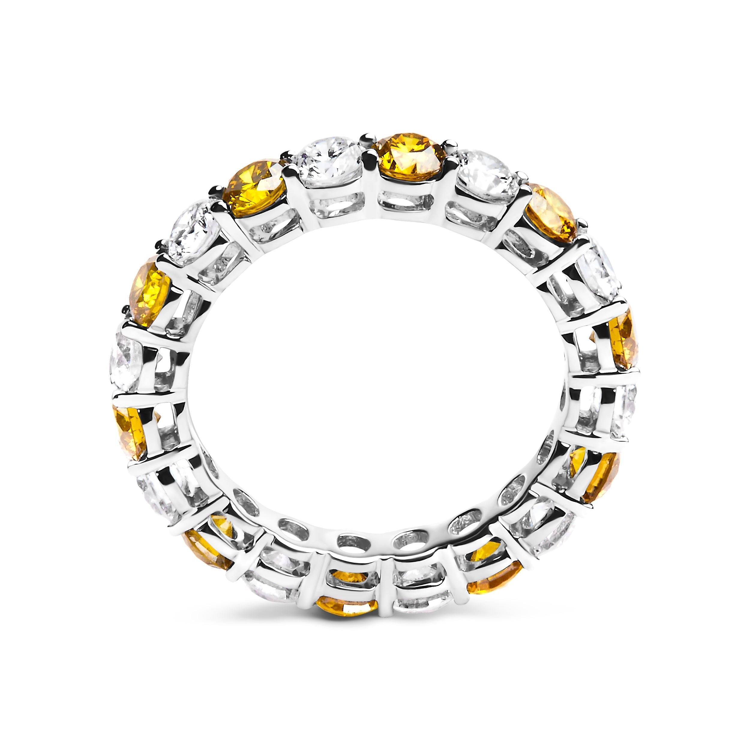 14K White Gold 3.00 Cttw Alternating White and Yellow Lab-Grown Diamond Eternity Band Ring (F-G Color, VS1-VS2 Clarity) - Size 6.5  DestGlow