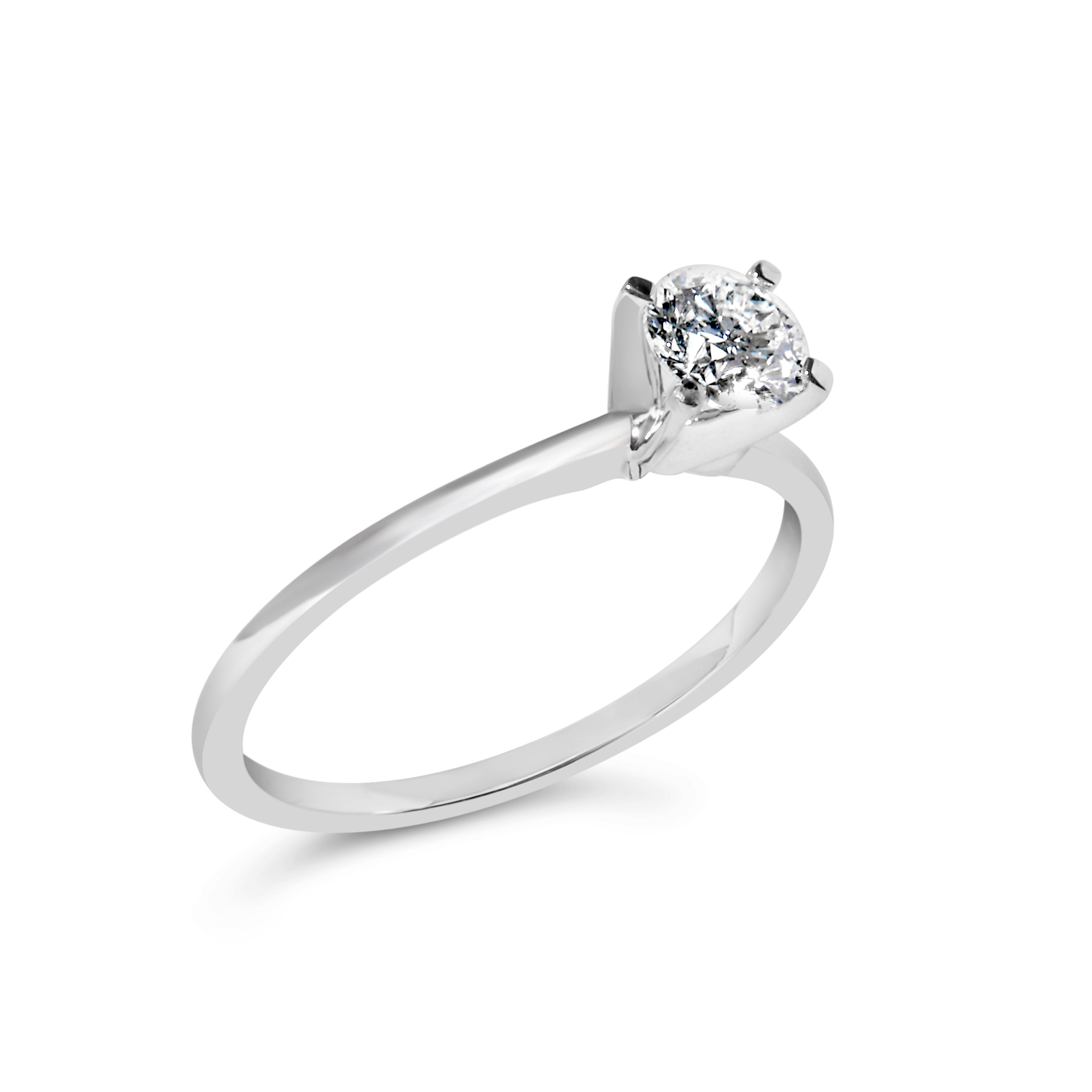 14K White Gold 1/2 Cttw Round Lab Grown Diamond 4 Prong Solitaire Engagement Ring (F-G Color, VS2-SI1 Clarity) - Size 7 by Bids.com