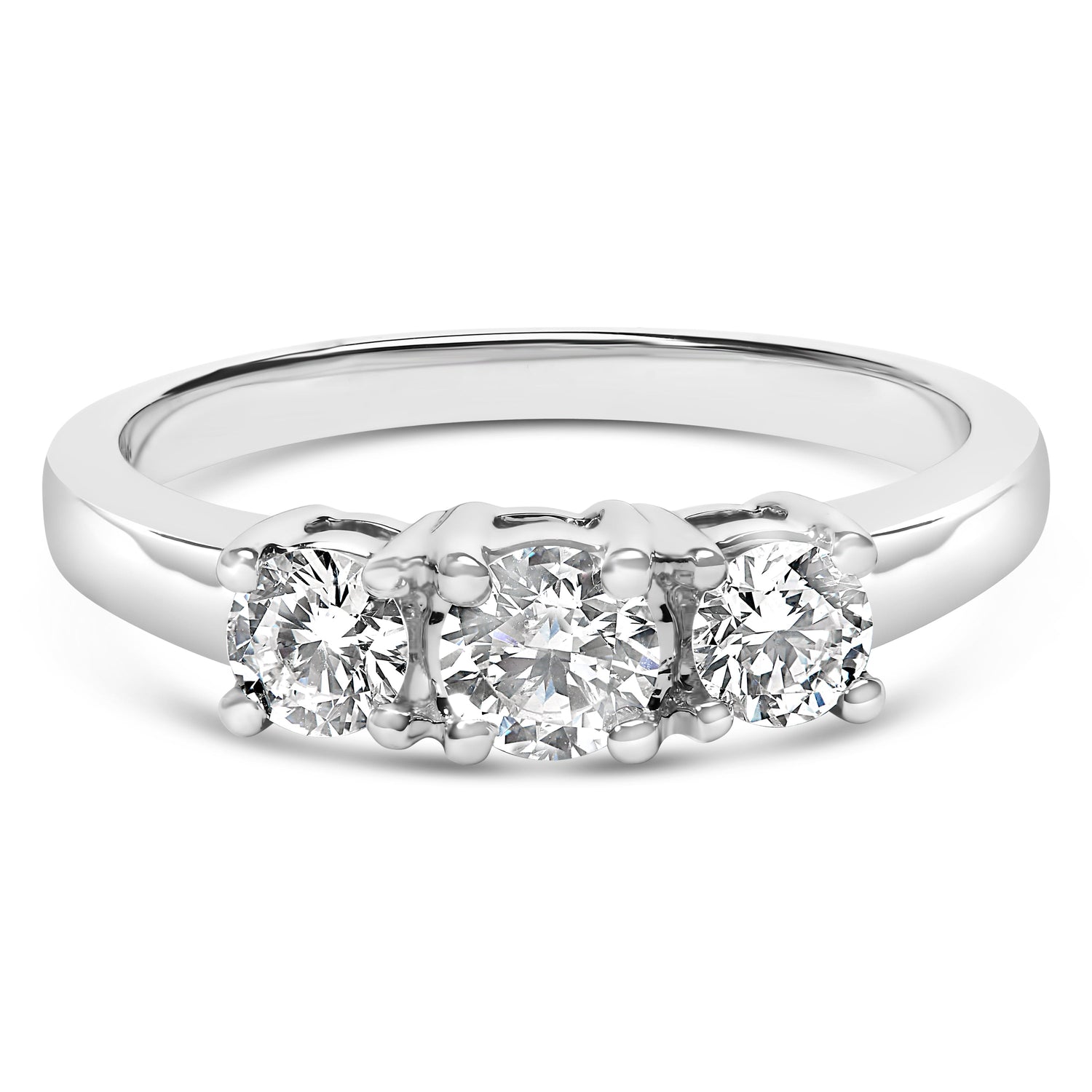 14K White Gold 3/4 Cttw Lab Grown Diamond 3 Stone Ring Band (F-G Color, VS2-SI1 Clarity)- Size 7 by Bids.com
