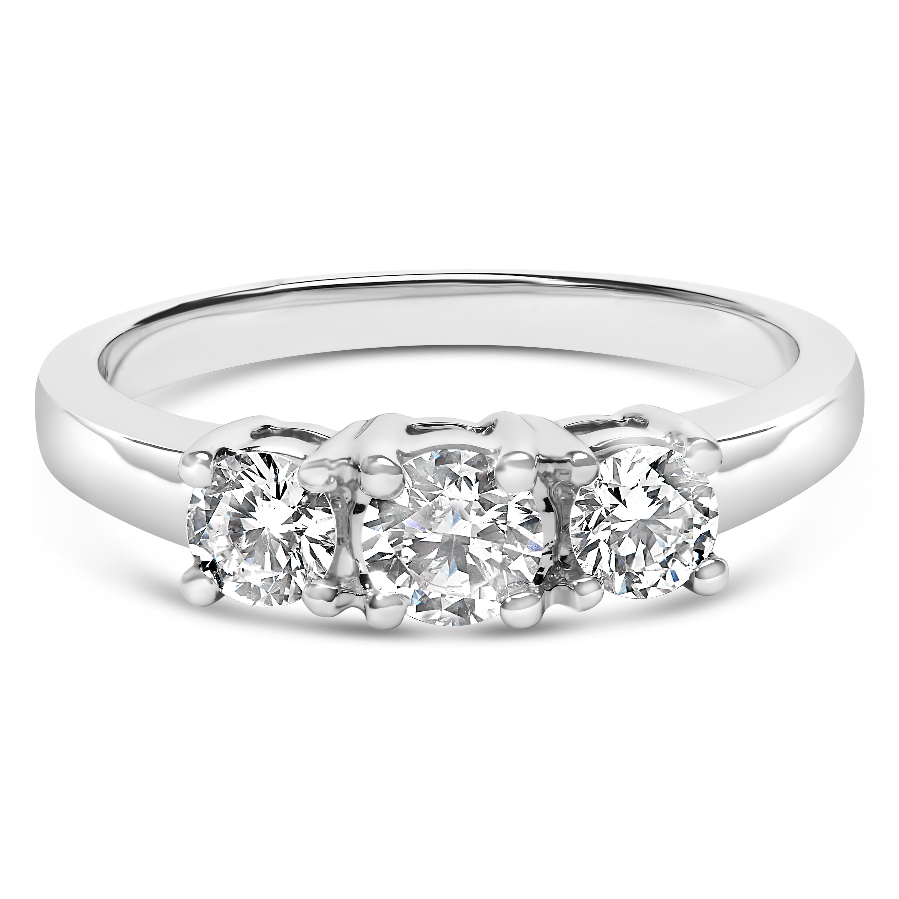 14K White Gold 3/4 Cttw Lab Grown Diamond 3 Stone Ring Band (F-G Color, VS2-SI1 Clarity)- Size 7 by Bids.com