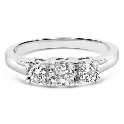 14K White Gold 3/4 Cttw Lab Grown Diamond 3 Stone Ring Band (F-G Color, VS2-SI1 Clarity)- Size 7 by Bids.com