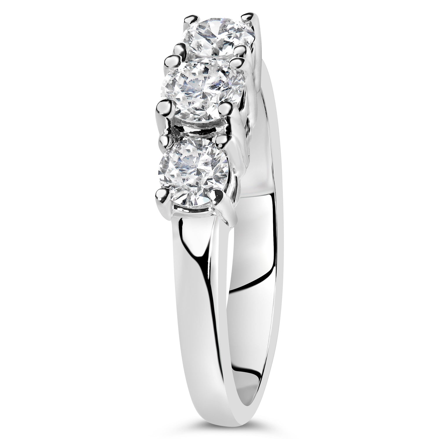 14K White Gold 3/4 Cttw Lab Grown Diamond 3 Stone Ring Band (F-G Color, VS2-SI1 Clarity)- Size 7 by Bids.com