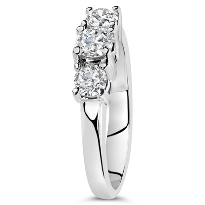 14K White Gold 3/4 Cttw Lab Grown Diamond 3 Stone Ring Band (F-G Color, VS2-SI1 Clarity)- Size 7 by Bids.com