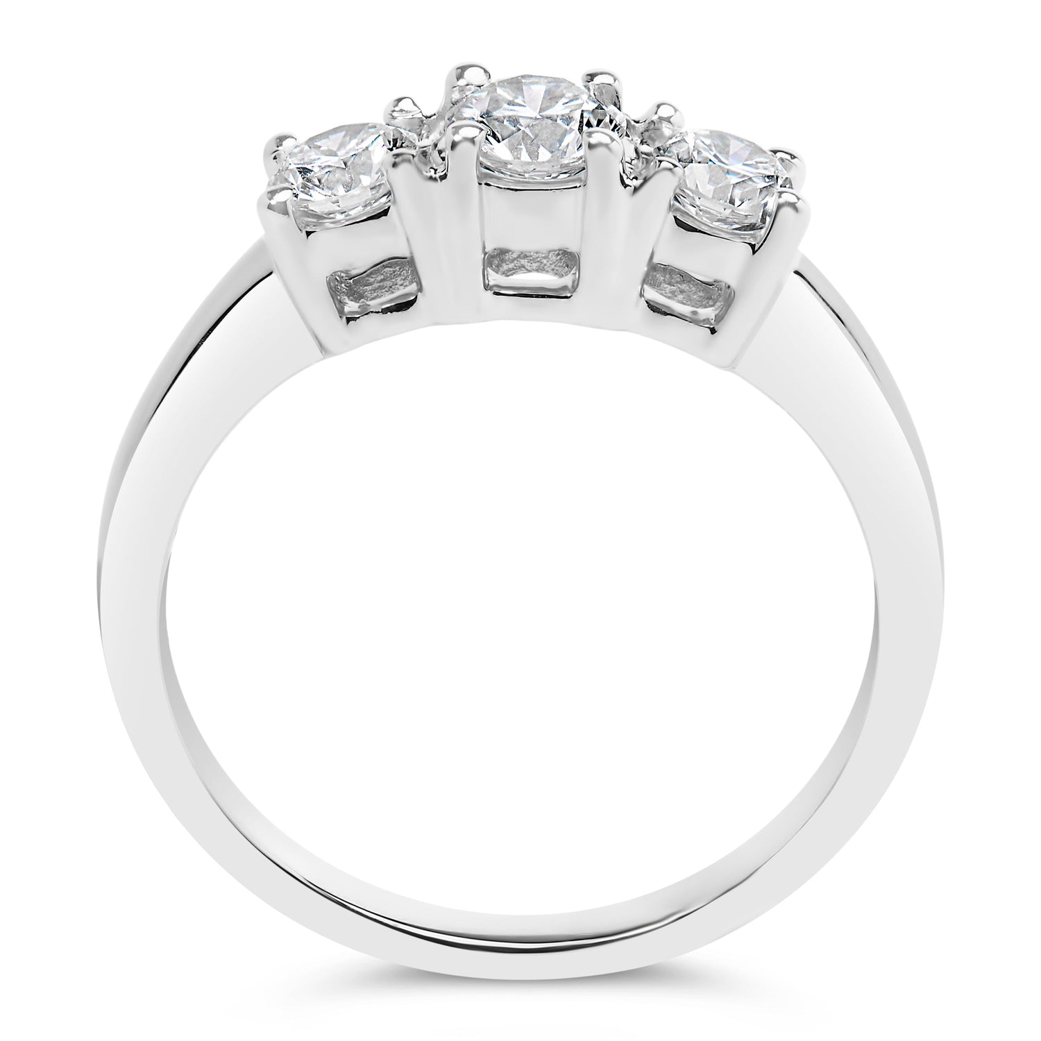 14K White Gold 3/4 Cttw Lab Grown Diamond 3 Stone Ring Band (F-G Color, VS2-SI1 Clarity)- Size 7 by Bids.com