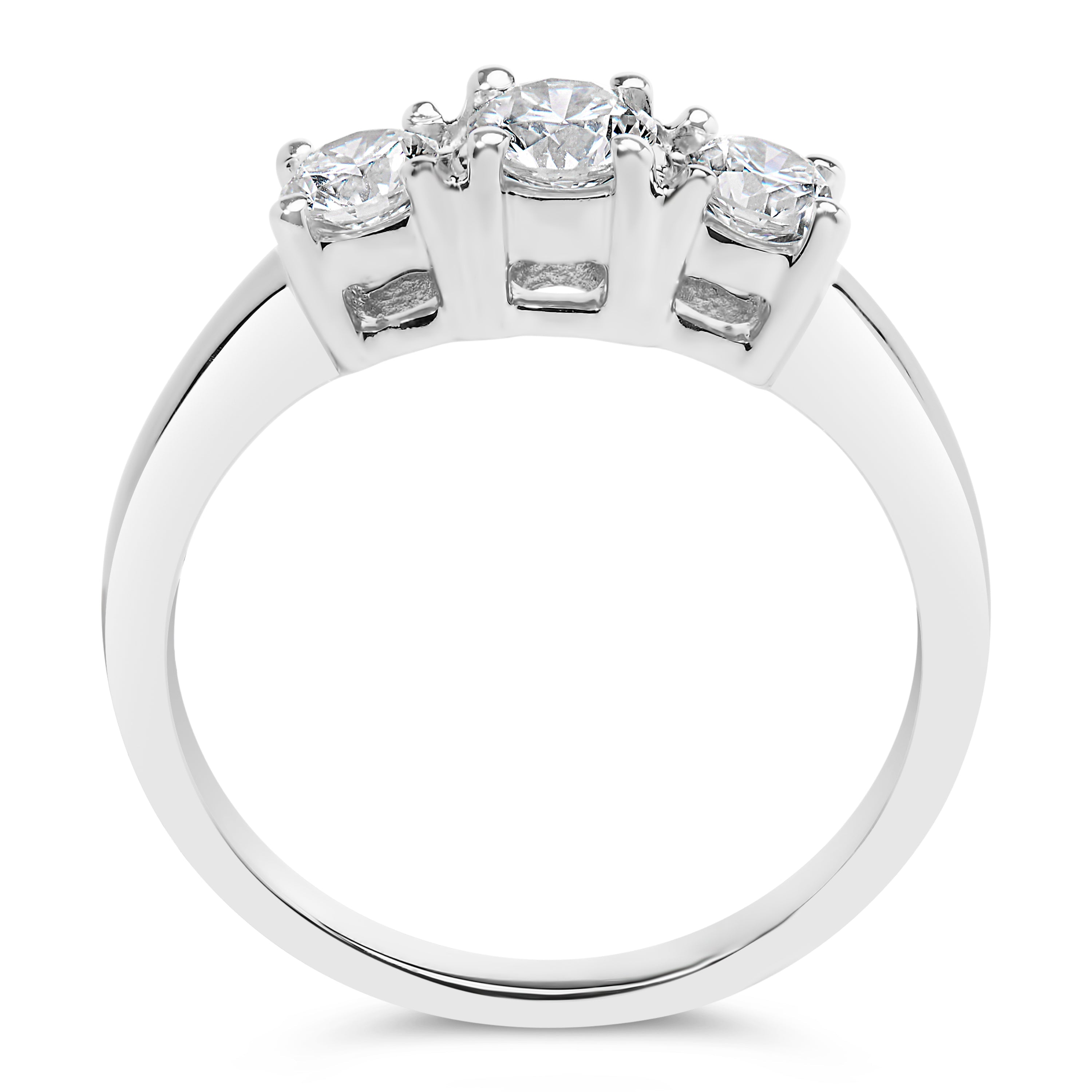 14K White Gold 3/4 Cttw Lab Grown Diamond 3 Stone Ring Band (F-G Color, VS2-SI1 Clarity)- Size 7 by Bids.com