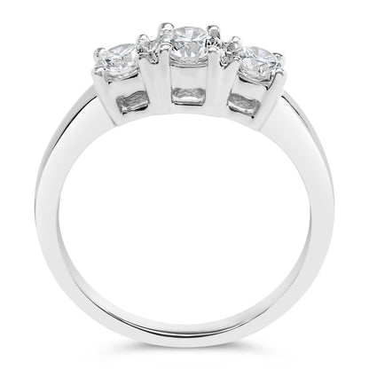 14K White Gold 3/4 Cttw Lab Grown Diamond 3 Stone Ring Band (F-G Color, VS2-SI1 Clarity)- Size 7 by Bids.com