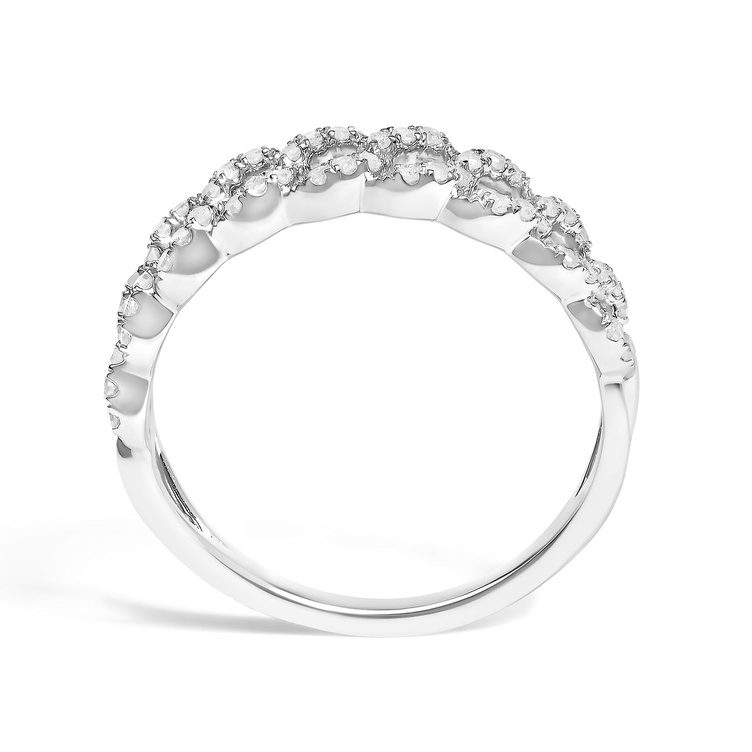 .925 Sterling Silver 1/4 Cttw Diamond Curb Link Band Ring  DestGlow