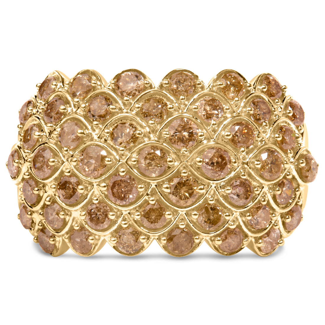 10K Yellow Gold 2.0 Cttw Brown Diamond Teardrop Design Cocktail Ring  DestGlow