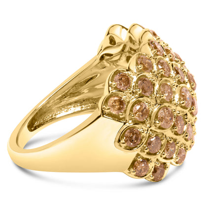 10K Yellow Gold 2.0 Cttw Brown Diamond Teardrop Design Cocktail Ring  DestGlow
