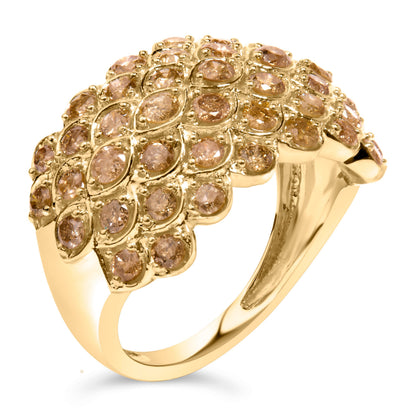 10K Yellow Gold 2.0 Cttw Brown Diamond Teardrop Design Cocktail Ring  DestGlow