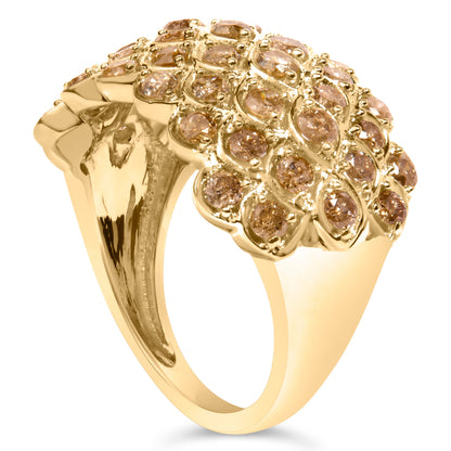 10K Yellow Gold 2.0 Cttw Brown Diamond Teardrop Design Cocktail Ring  DestGlow