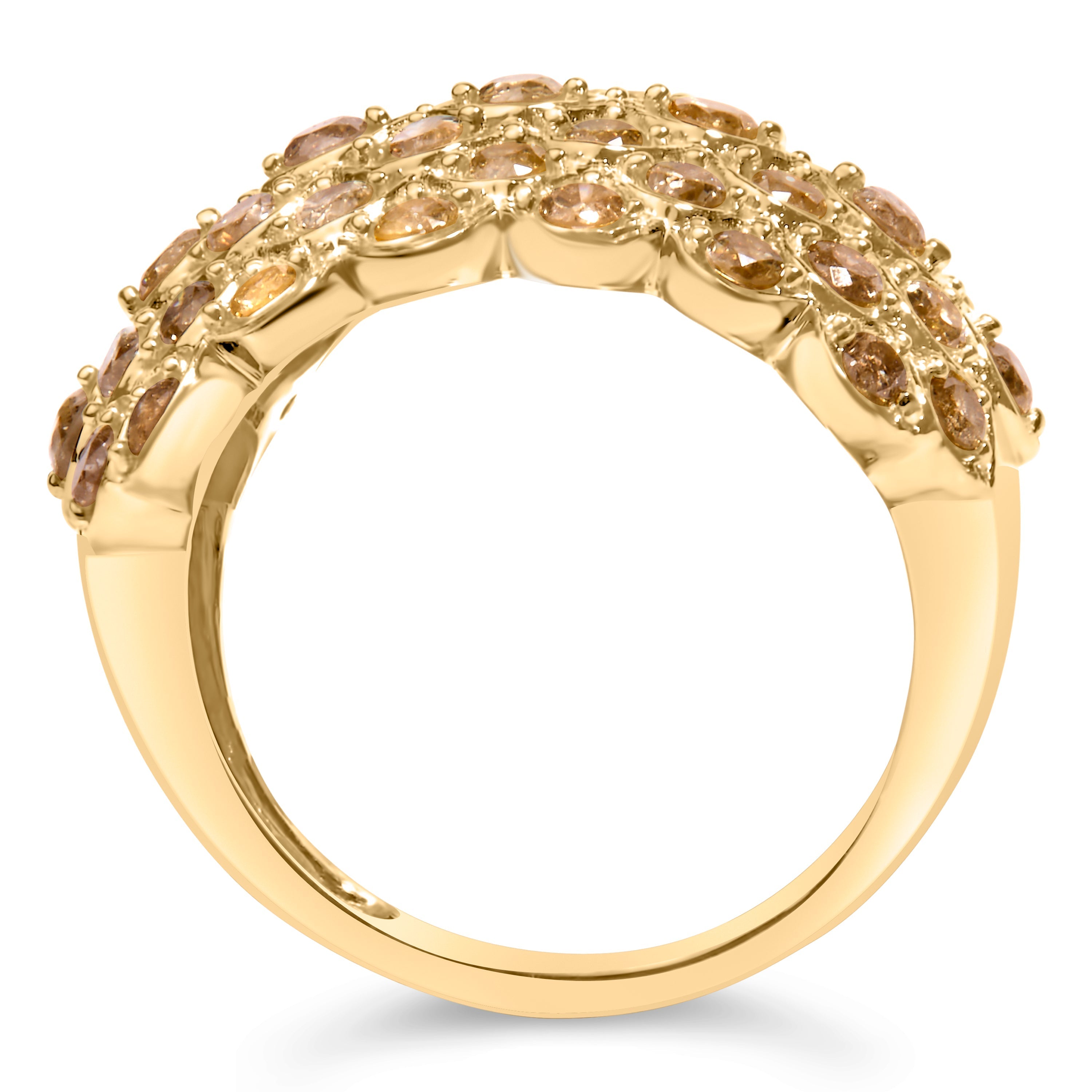 10K Yellow Gold 2.0 Cttw Brown Diamond Teardrop Design Cocktail Ring  DestGlow