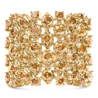 10K Yellow Gold 2.0 Cttw Brown Diamond Mesh Link Cocktail Ring  DestGlow