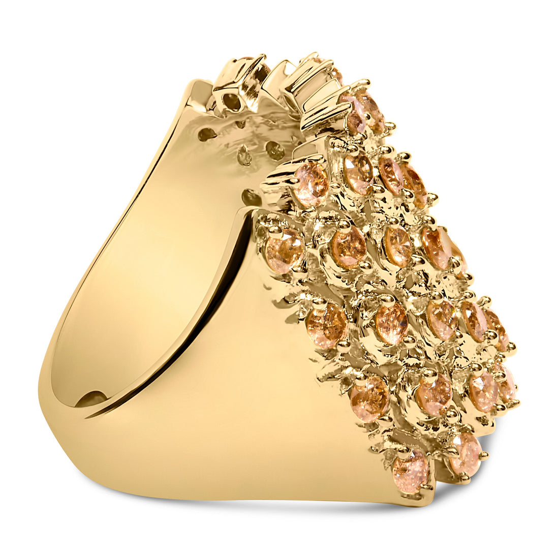 10K Yellow Gold 2.0 Cttw Brown Diamond Mesh Link Cocktail Ring  DestGlow