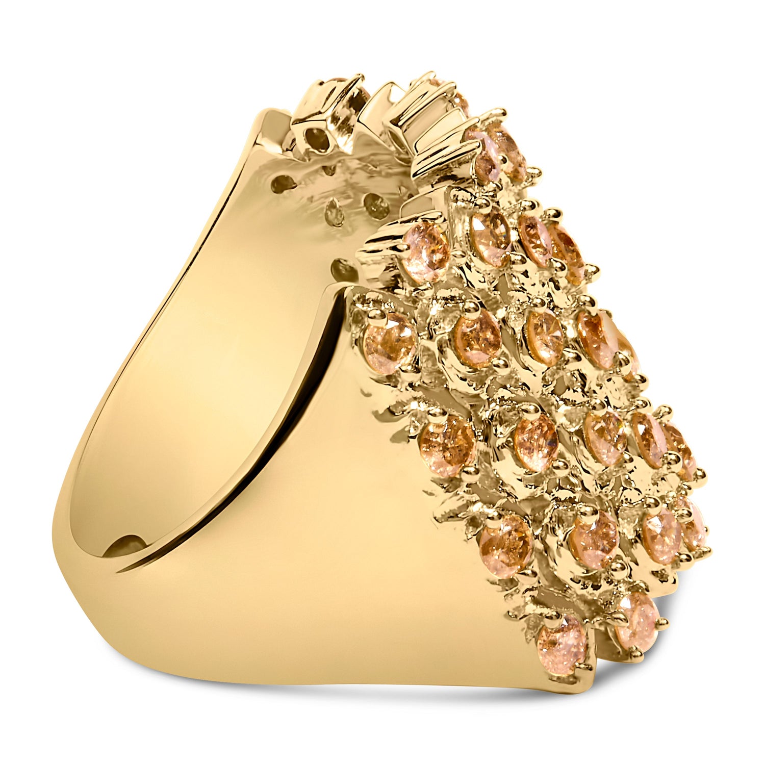 10K Yellow Gold 2.0 Cttw Brown Diamond Mesh Link Cocktail Ring  DestGlow