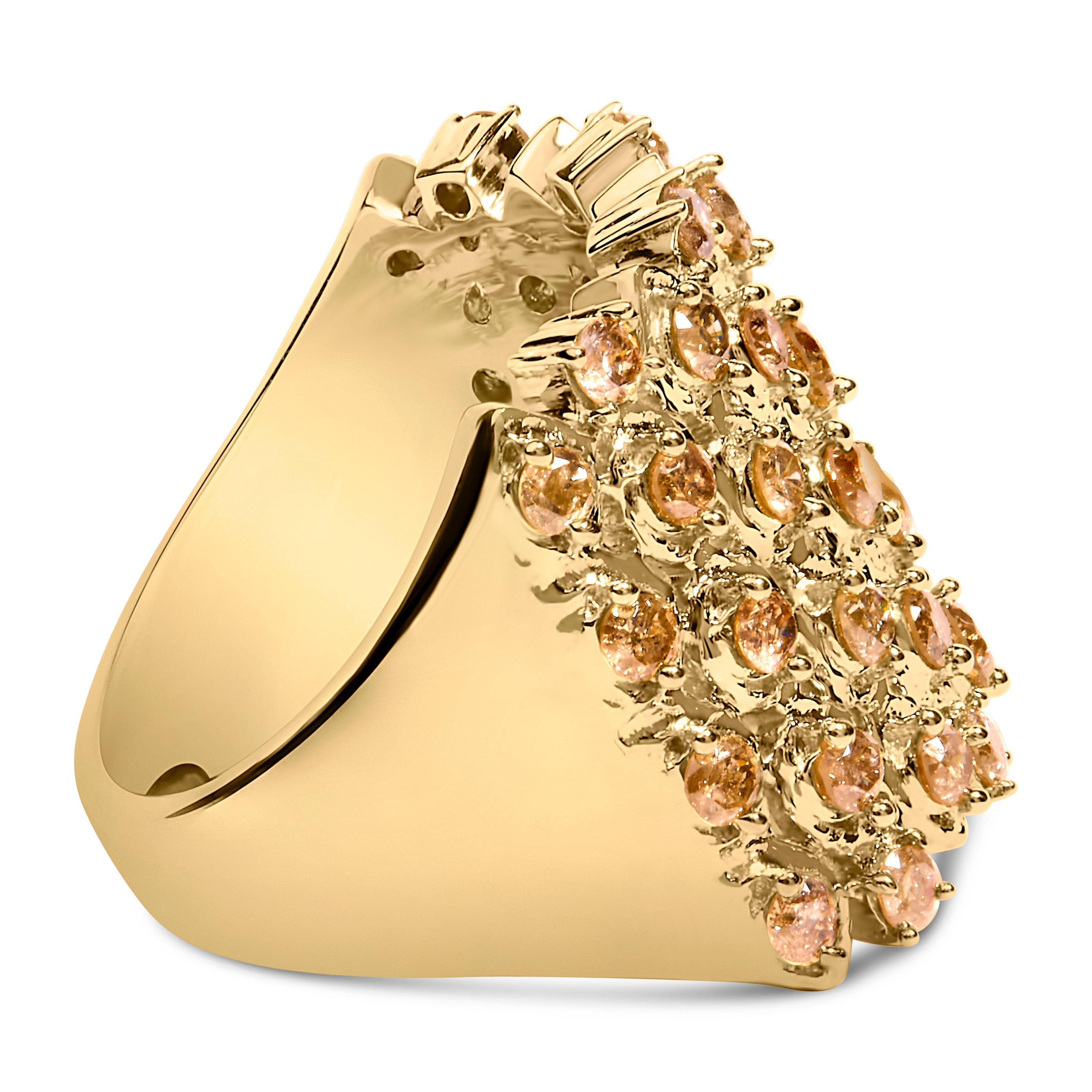 10K Yellow Gold 2.0 Cttw Brown Diamond Mesh Link Cocktail Ring  DestGlow