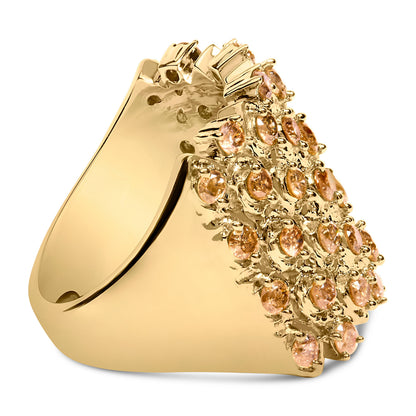 10K Yellow Gold 2.0 Cttw Brown Diamond Mesh Link Cocktail Ring  DestGlow