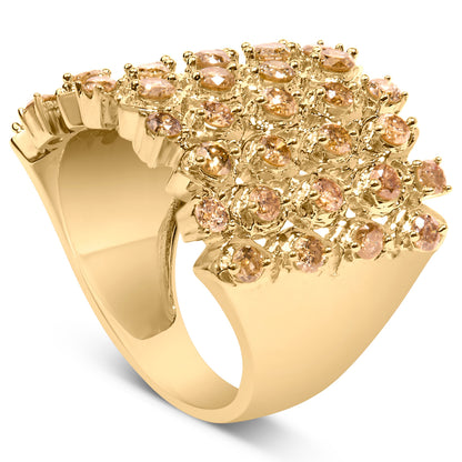 10K Yellow Gold 2.0 Cttw Brown Diamond Mesh Link Cocktail Ring  DestGlow