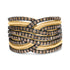 10K Yellow Gold Plated .925 Sterling Silver 1.0 Cttw Champagne Diamond Multi Row Cross Over Band Ring - Size 7 by Bids.com
