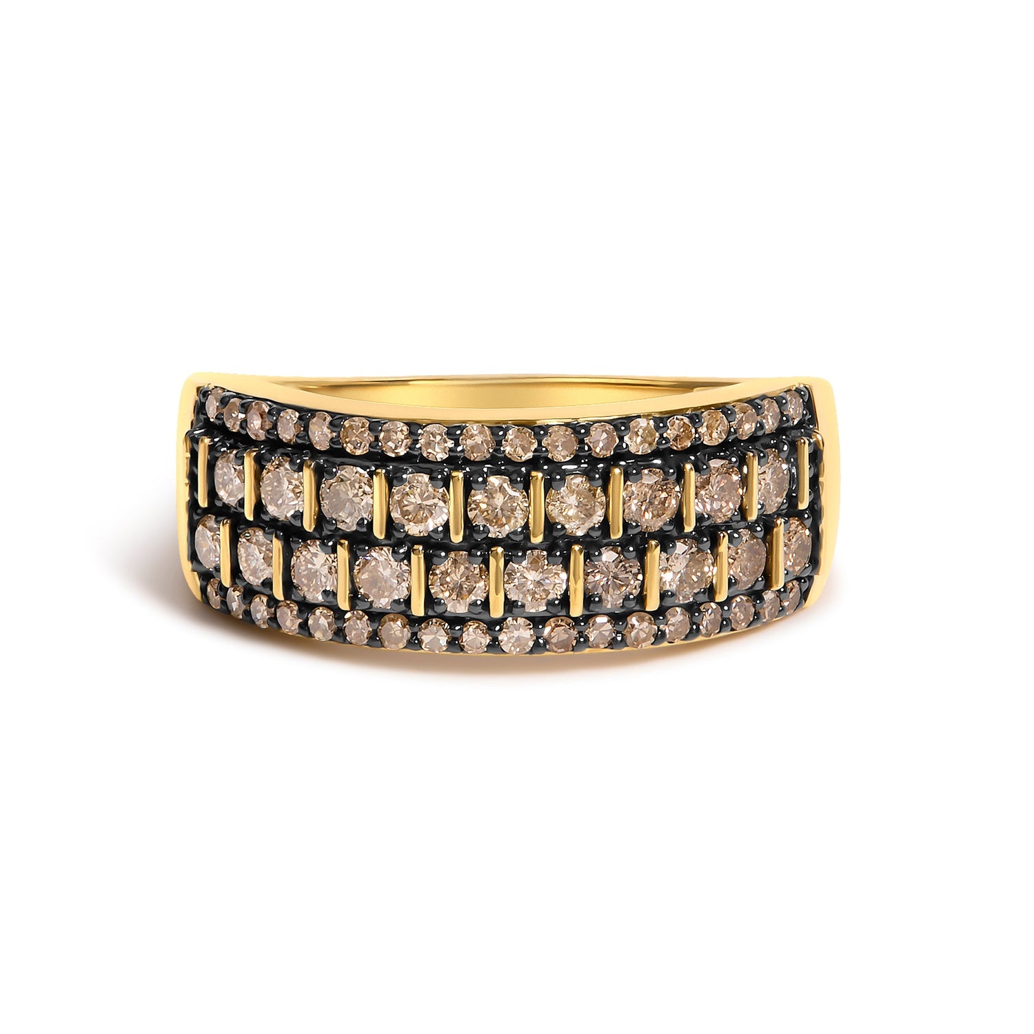 10K Yellow Gold Plated .925 Sterling Silver 3/4 cttw Champagne Diamond Band Ring  DestGlow