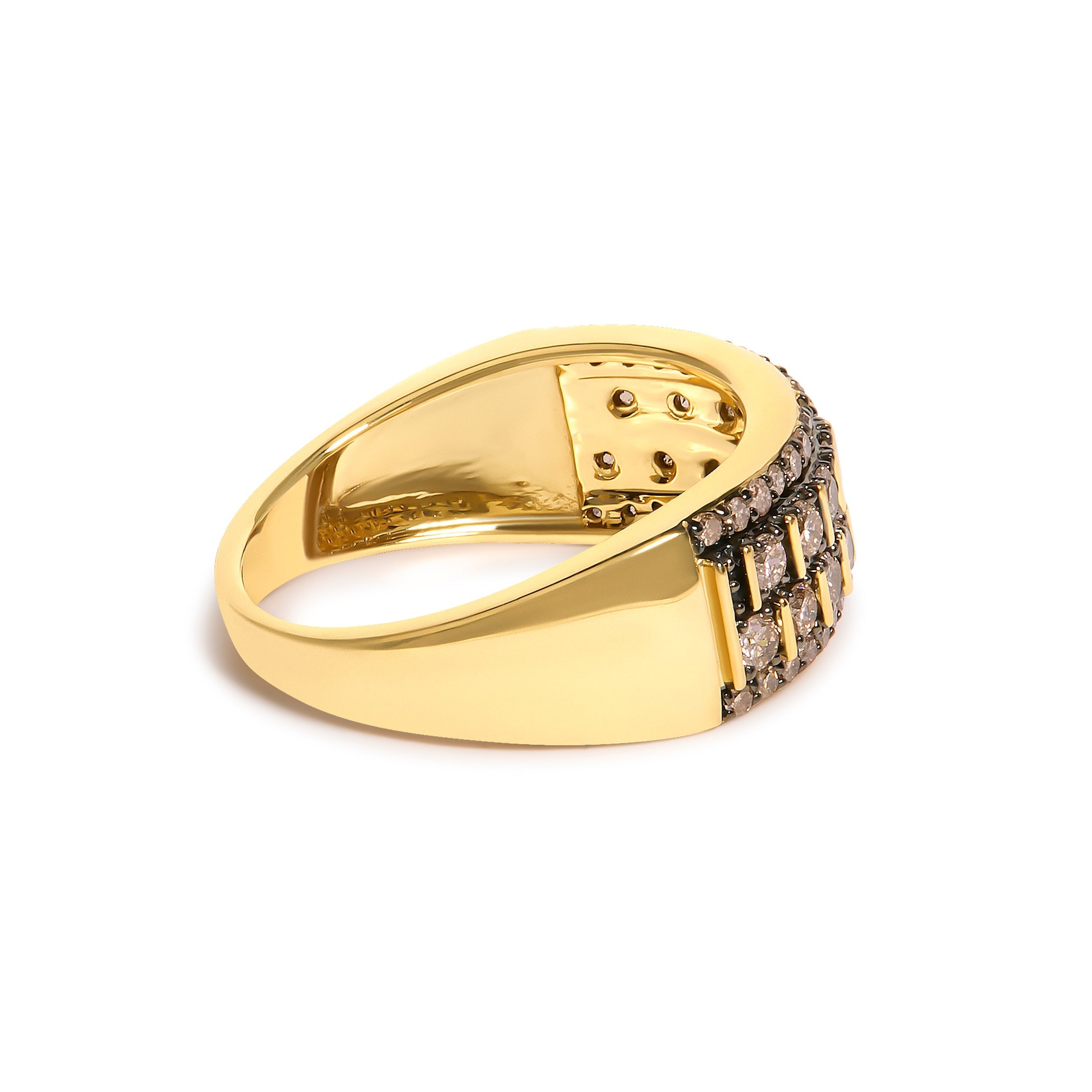 10K Yellow Gold Plated .925 Sterling Silver 3/4 cttw Champagne Diamond Band Ring  DestGlow