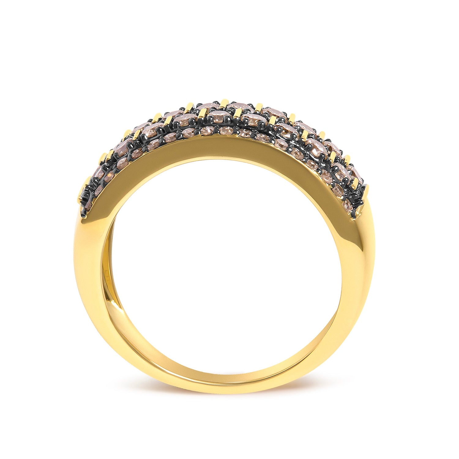 10K Yellow Gold Plated .925 Sterling Silver 3/4 cttw Champagne Diamond Band Ring  DestGlow