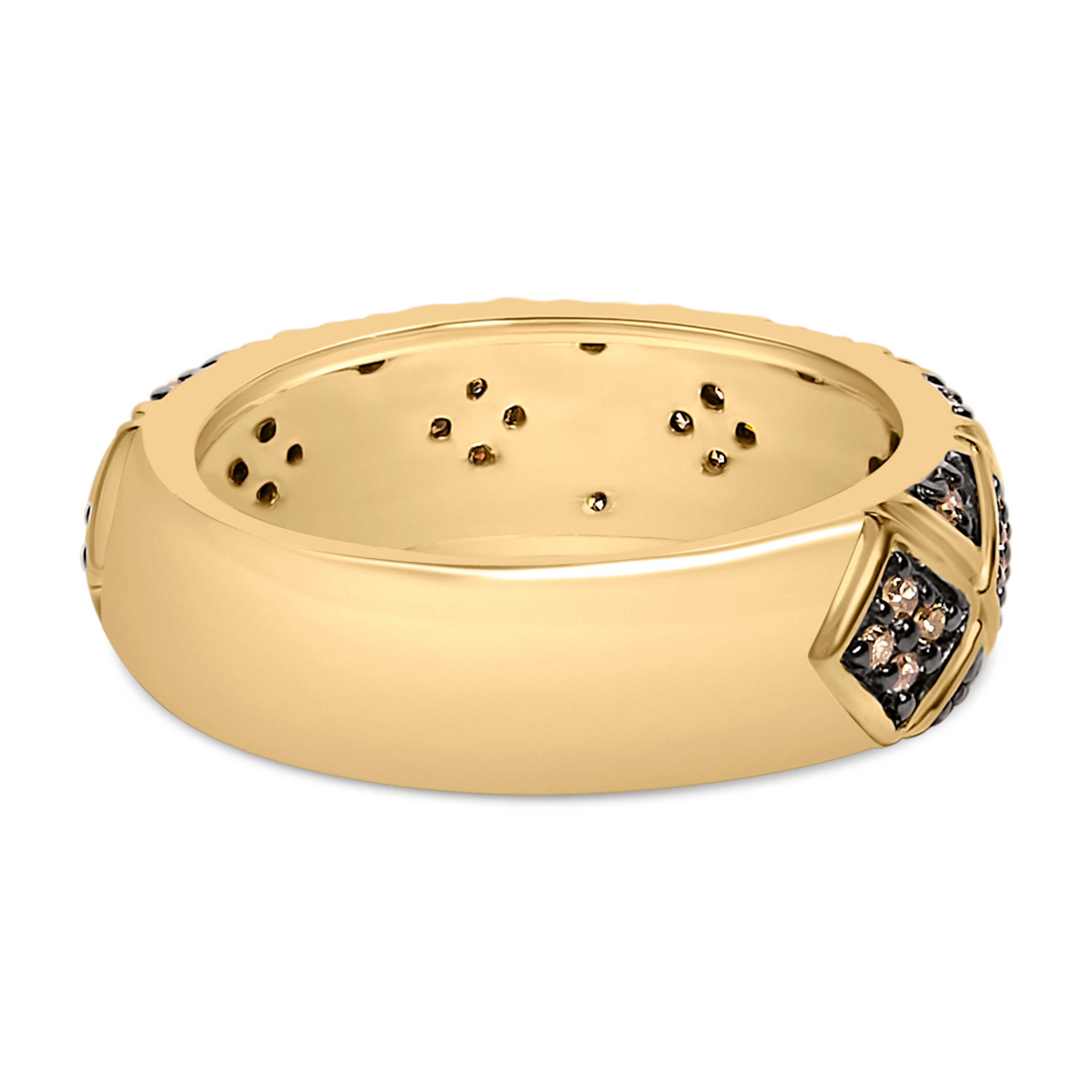 10K Yellow Gold Plated .925 Sterling Silver 3/8 Cttw Champagne Diamond Geometric Style Band Ring - Size 7 by Bids.com