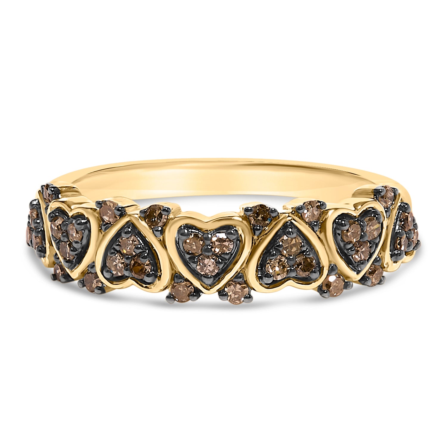 10K Yellow Gold Plated .925 Sterling Silver 1/3 cttw Natural Diamond Band Ring - Size 7 by Bids.com