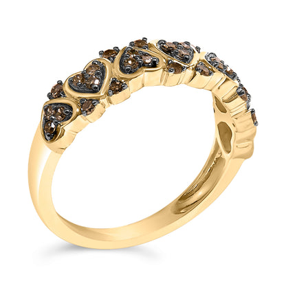 10K Yellow Gold Plated .925 Sterling Silver 1/3 cttw Natural Diamond Band Ring - Size 7 by Bids.com