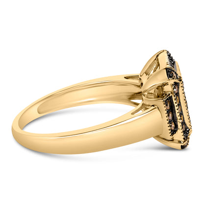 10K Yellow Gold Plated .925 Sterling Silver 1/2 Cttw Champagne Diamond Step Up Ring - Size 7 by Bids.com