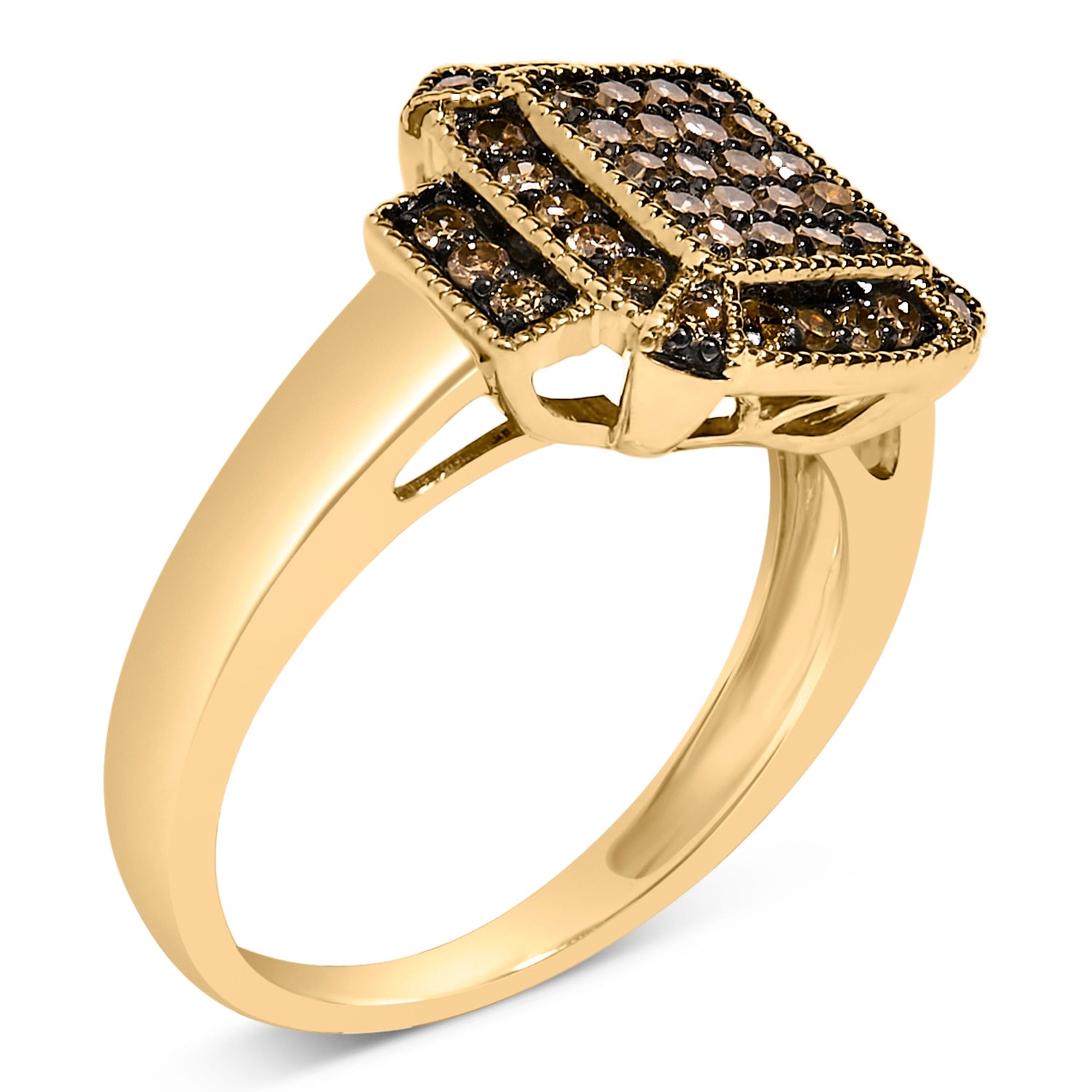 10K Yellow Gold Plated .925 Sterling Silver 1/2 Cttw Champagne Diamond Step Up Ring - Size 7 by Bids.com