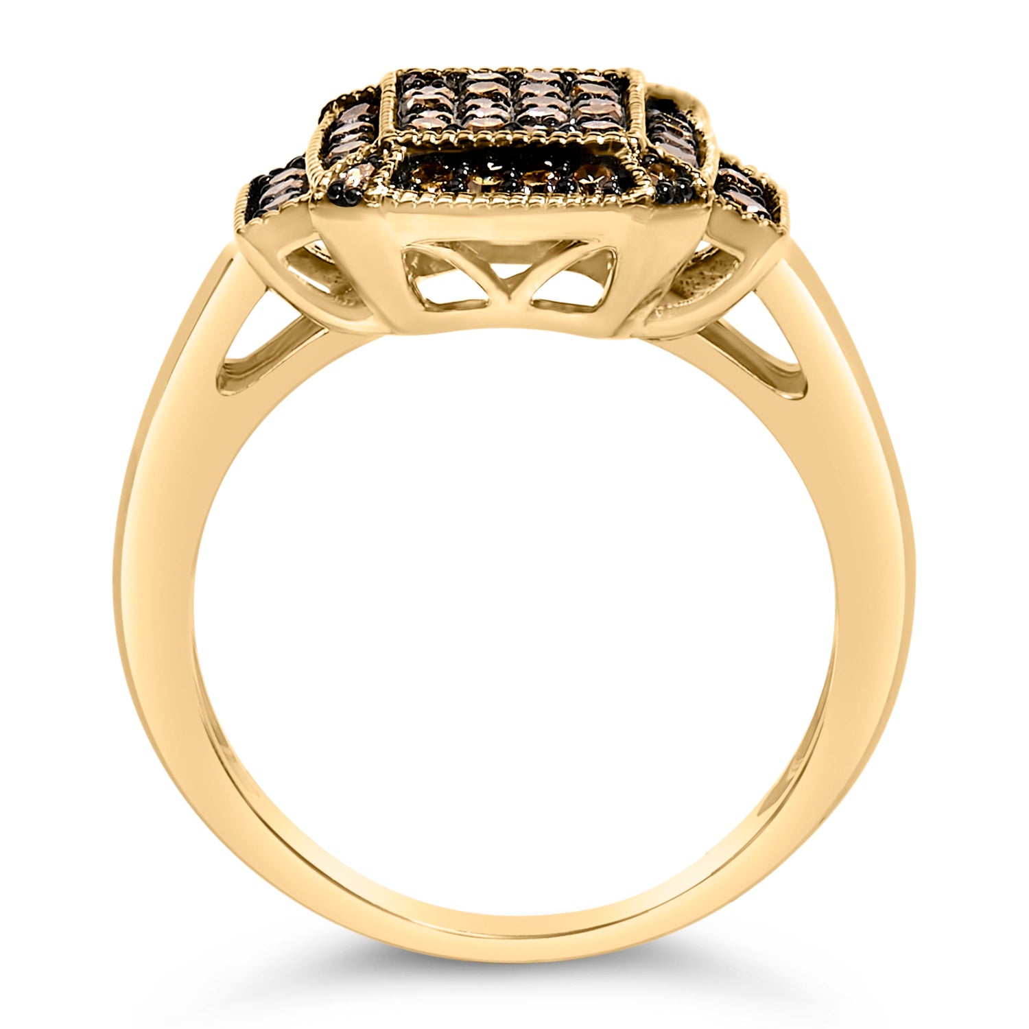 10K Yellow Gold Plated .925 Sterling Silver 1/2 Cttw Champagne Diamond Step Up Ring - Size 7 by Bids.com