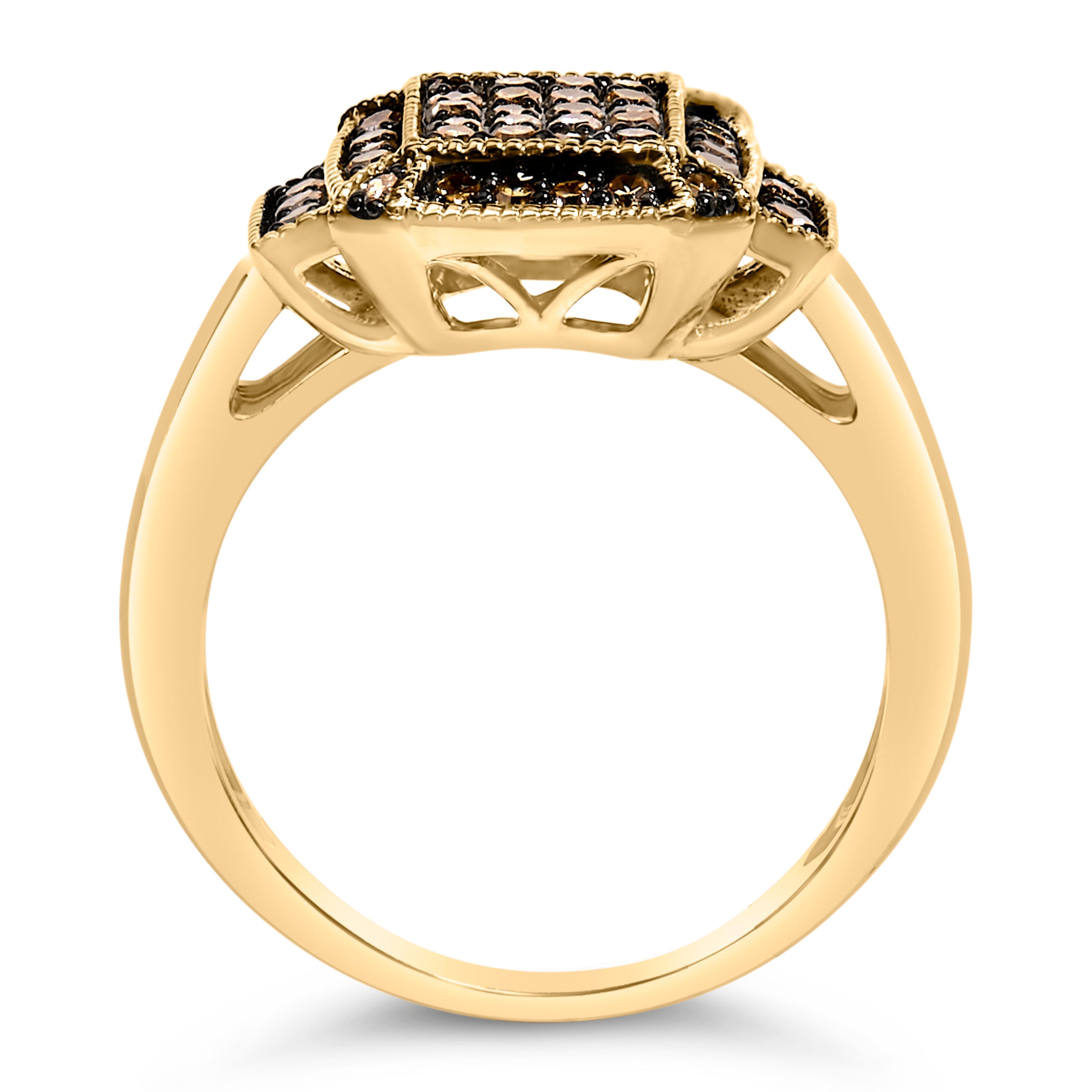 10K Yellow Gold Plated .925 Sterling Silver 1/2 Cttw Champagne Diamond Step Up Ring - Size 7 by Bids.com