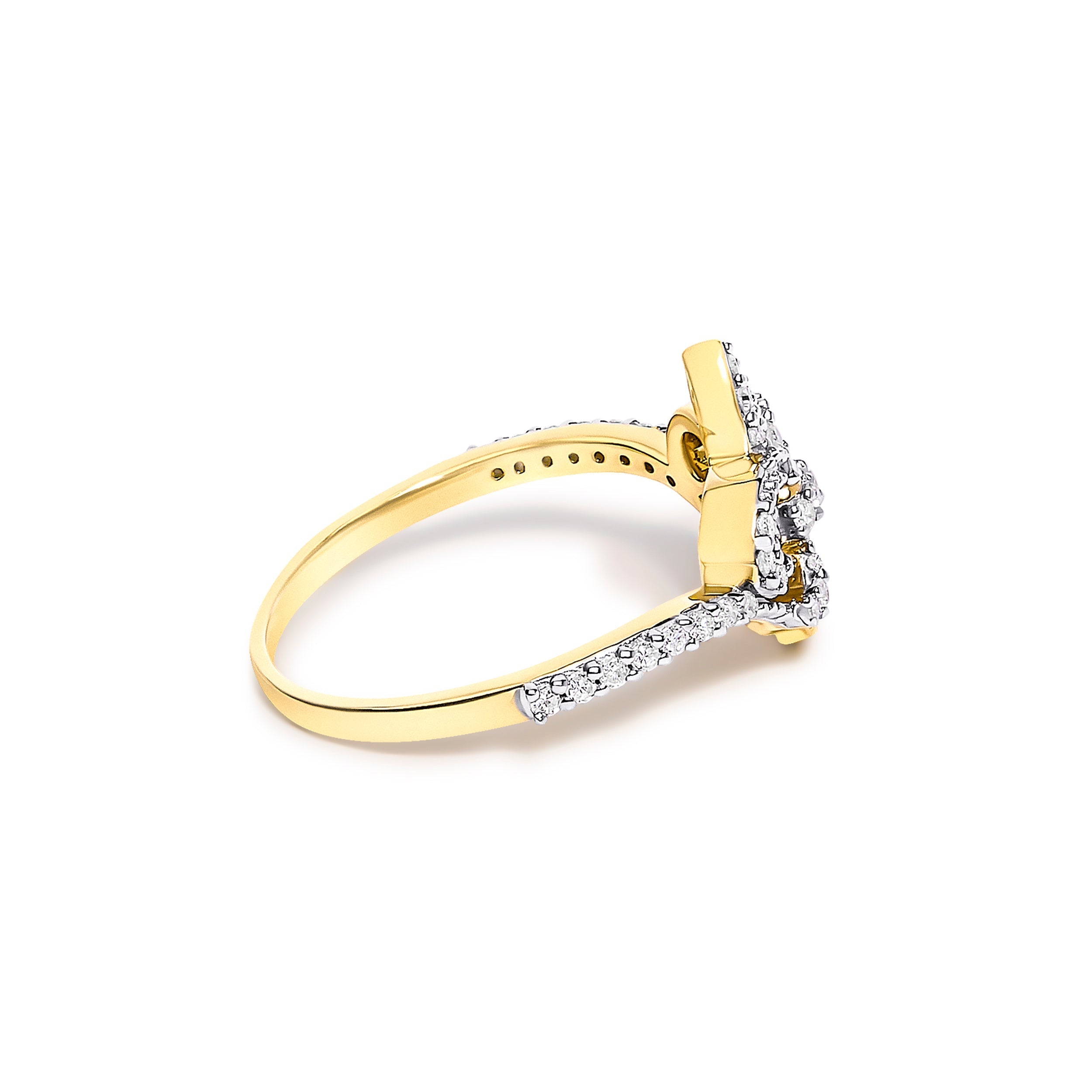 14K Yellow Gold Plated .925 Sterling Silver 1/4 Cttw Diamond Fleur-de-Lis Ring  DestGlow