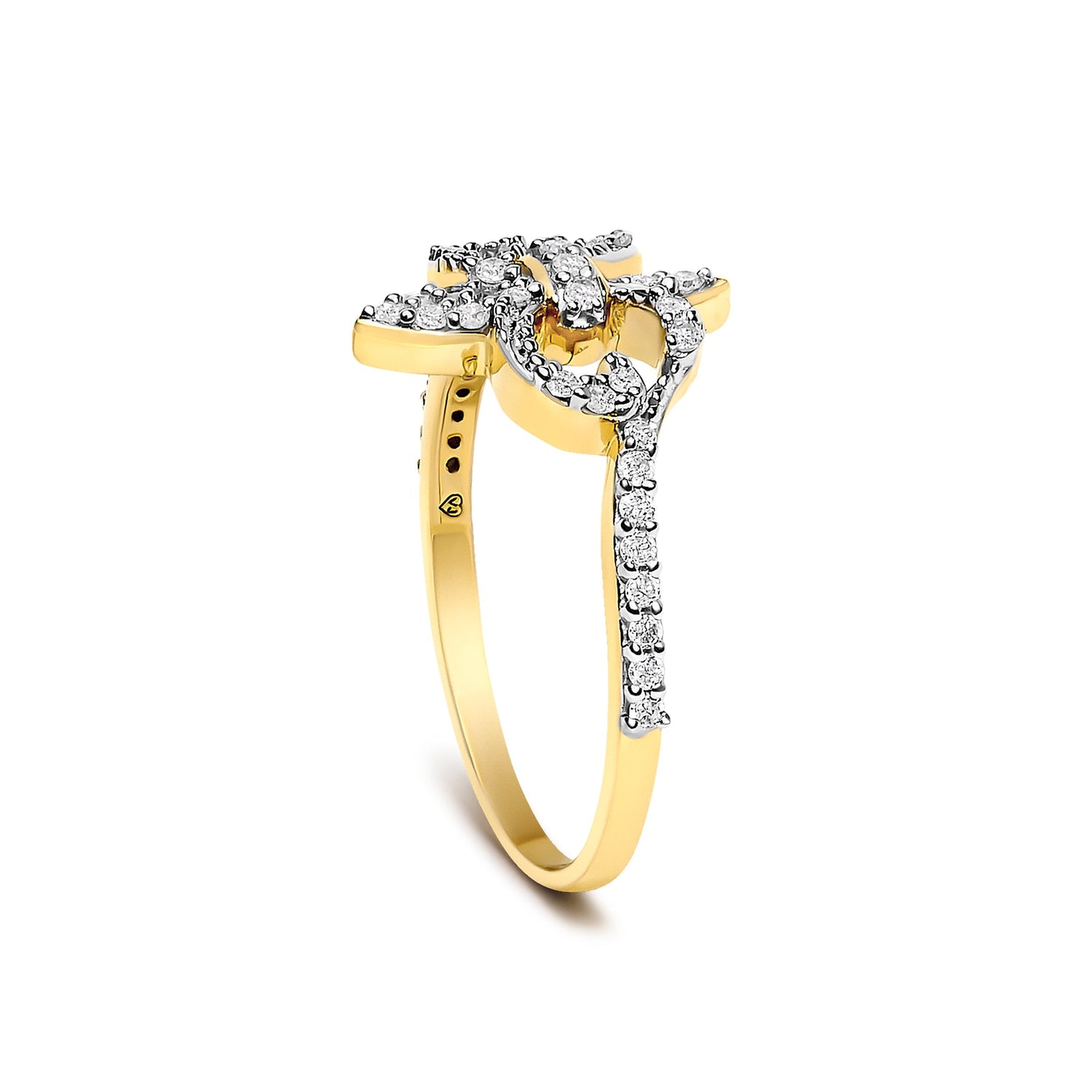 14K Yellow Gold Plated .925 Sterling Silver 1/4 Cttw Diamond Fleur-de-Lis Ring  DestGlow