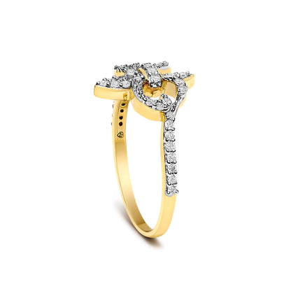 14K Yellow Gold Plated .925 Sterling Silver 1/4 Cttw Diamond Fleur-de-Lis Ring  DestGlow
