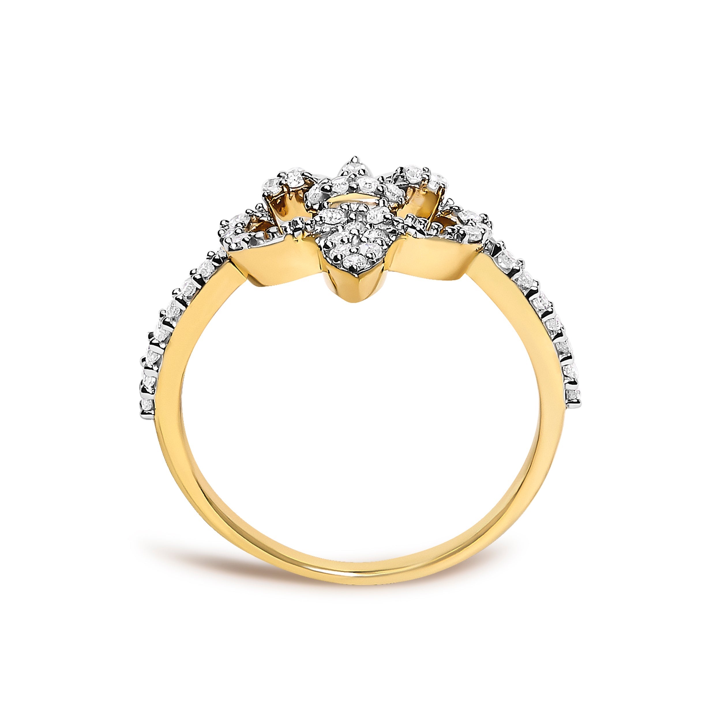 14K Yellow Gold Plated .925 Sterling Silver 1/4 Cttw Diamond Fleur-de-Lis Ring  DestGlow