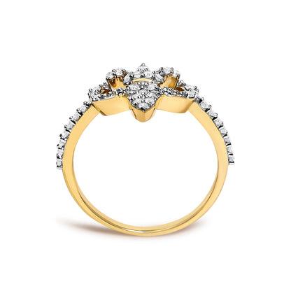 14K Yellow Gold Plated .925 Sterling Silver 1/4 Cttw Diamond Fleur-de-Lis Ring  DestGlow
