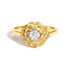 14K Yellow Gold Plated Sterling Silver 1/3 Cttw Lab Grown Diamond Floral Motif Solitaire Ring  DestGlow