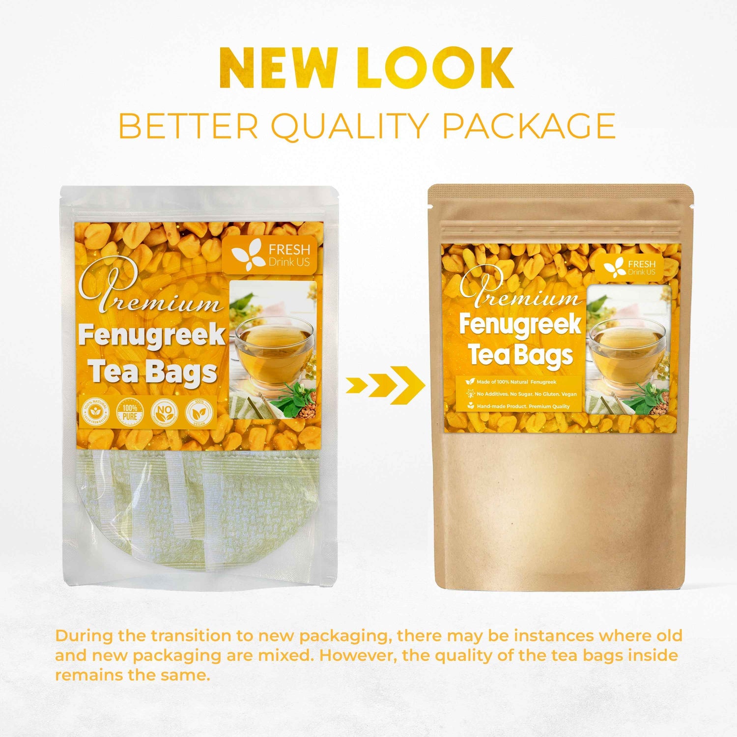 Premium Fenugreek Tea Bags. No Sugar, No Caffeine, No Gluten, Vegan. (30 Tea Bags)