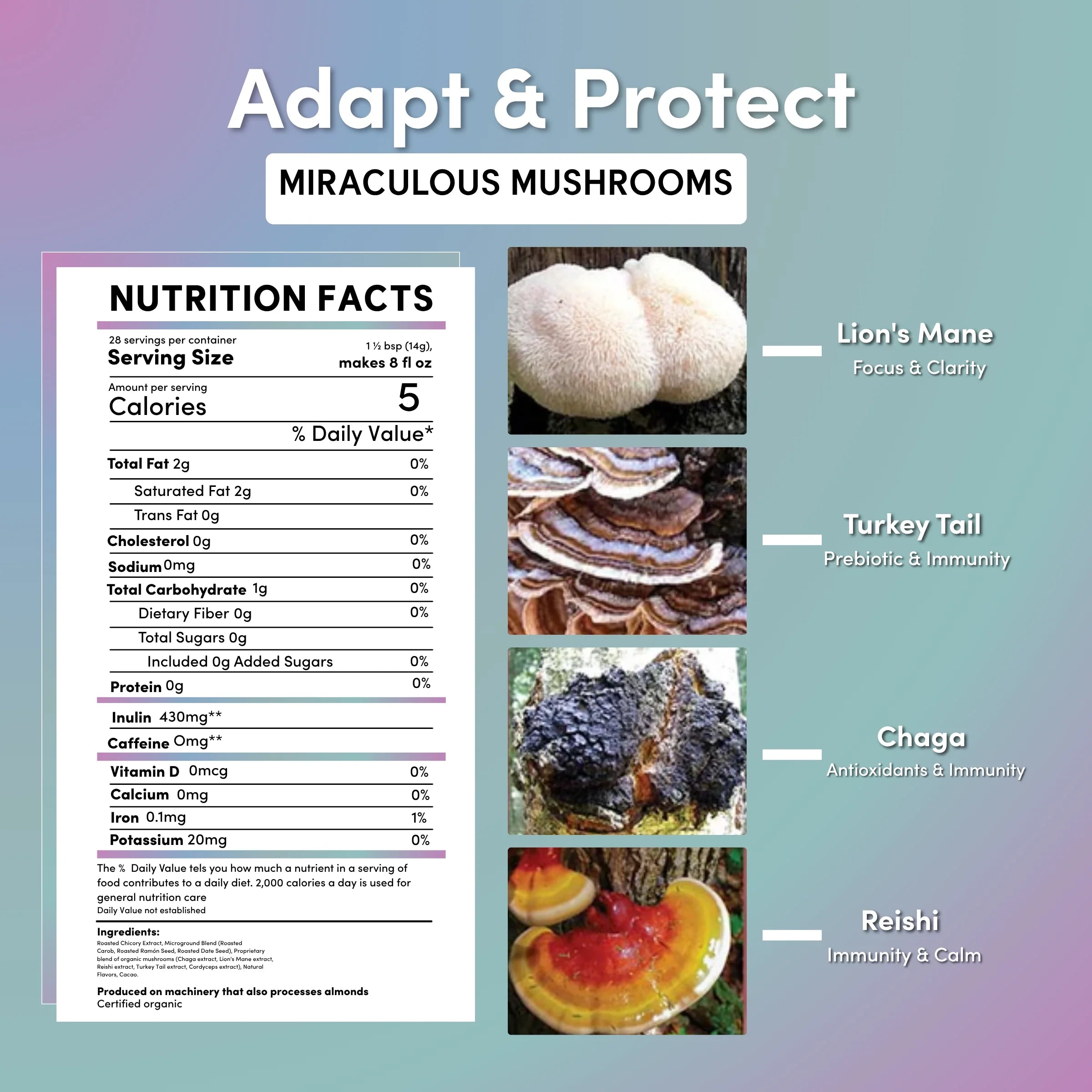Miraculous Mushrooms® Adapt &amp; Protect Instant Herbal Coffee