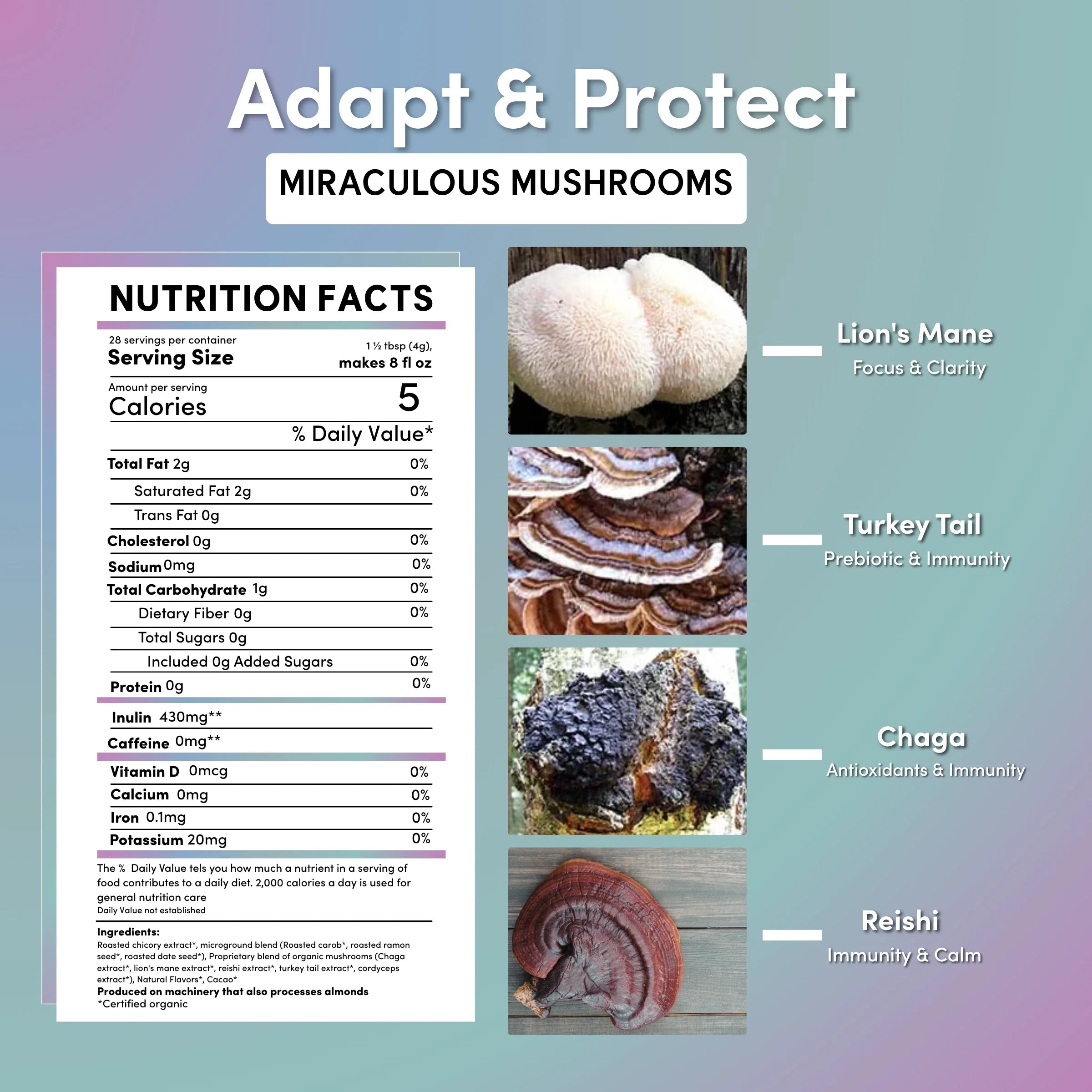 Miraculous Mushrooms® Adapt &amp; Protect Instant Herbal Coffee