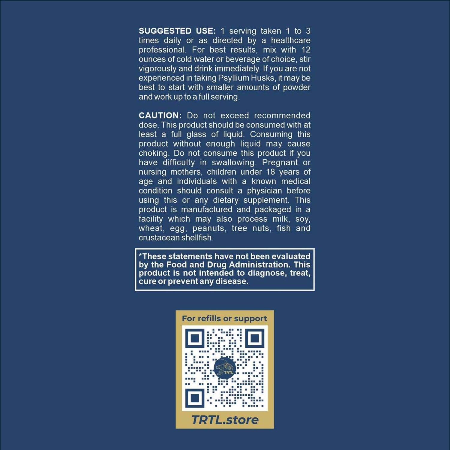 TRTL Psyllium Husk - Powder Formula - 300g